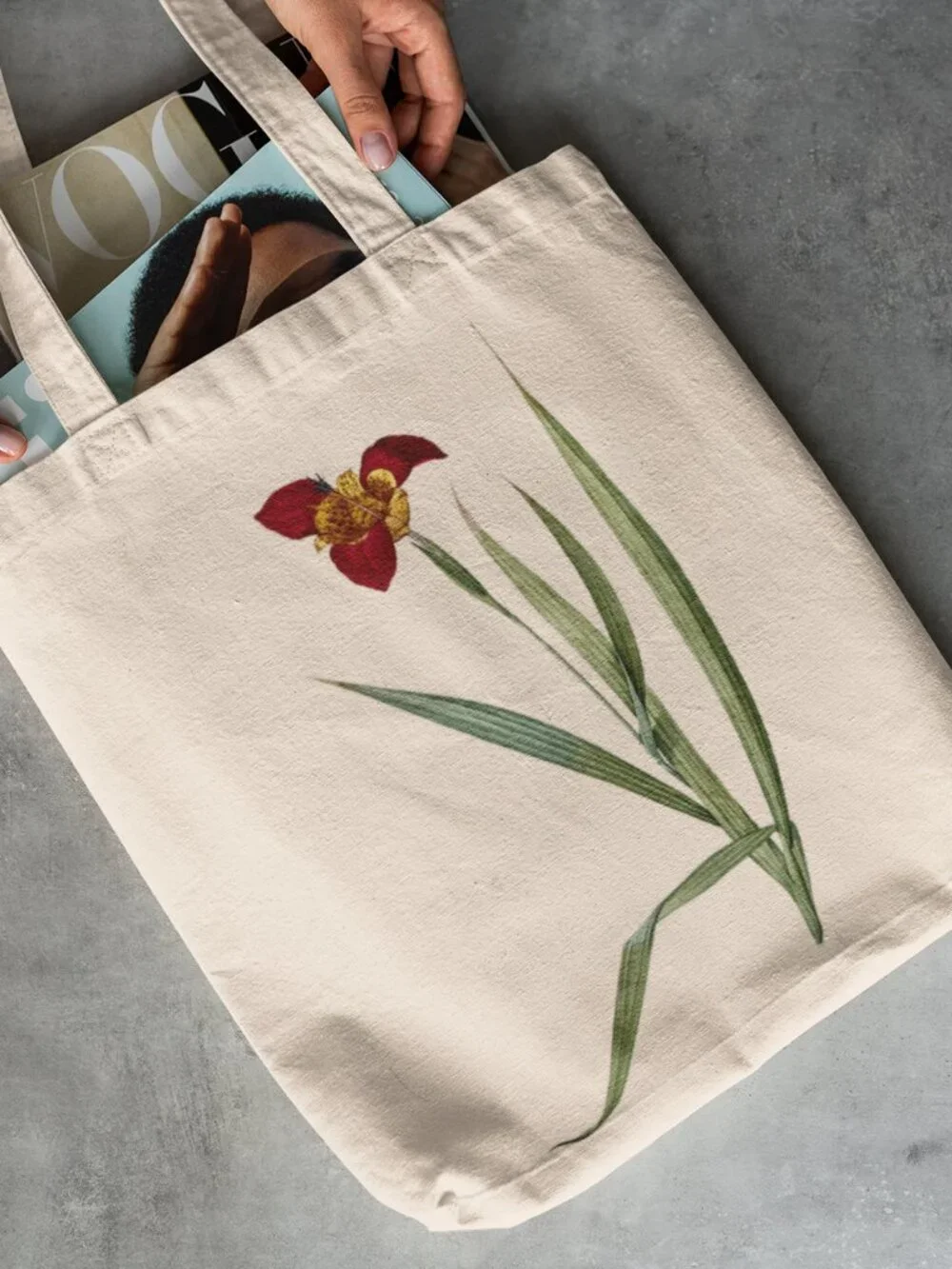 Tiger Flower Vintage Floral Print Graphic Canvas Tote Bag